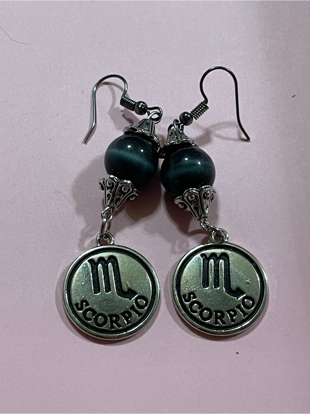 Art Glass Scorpio Silver Tone Pierced Horoscope Earrings #9951